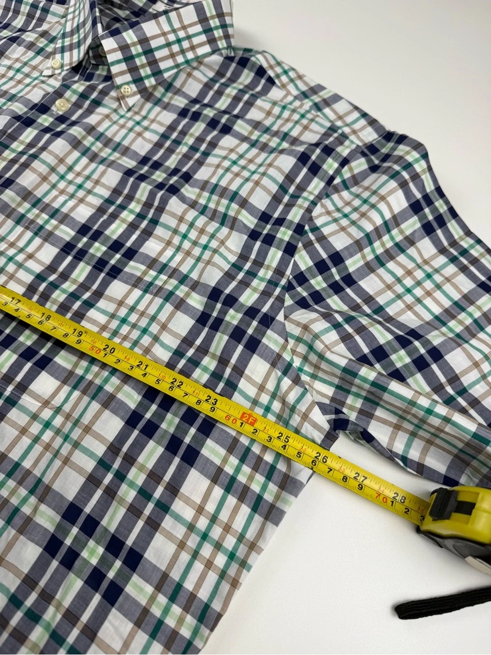Peter Millar Button-Up Shirt Mens XL Blue Plaid Short Sleeve 100% Cotton Classic